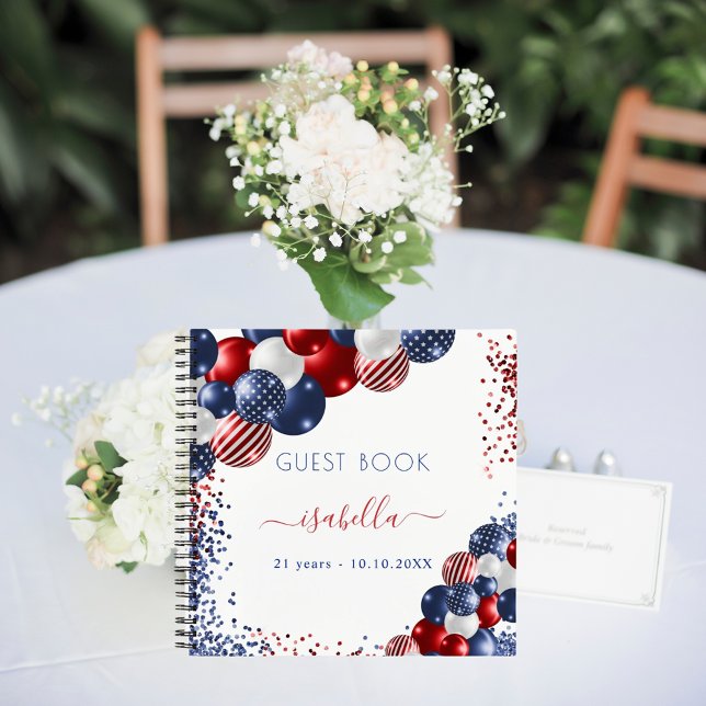 Guest book birthday red white blue partiotic USA (Creator Uploaded)
