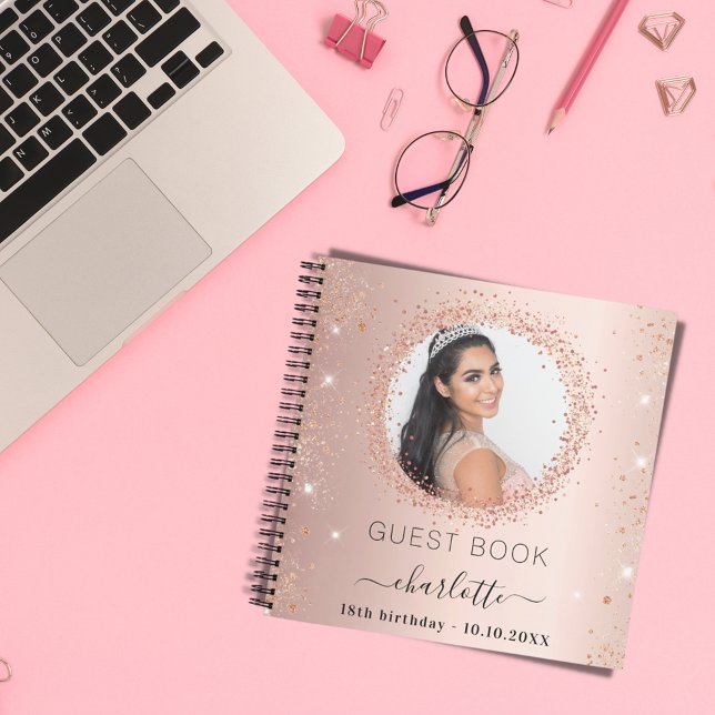 Guest book birthday rose gold blush photo (Creator Uploaded)