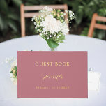 Guest book birthday rose gold foil<br><div class="desc">A guest book for a feminine and glamourous 50th (or any age) birthday party. Rose gold coloured background,  real gold foil text. Personalise and add a name,  age/text.
Spine: add your text.</div>