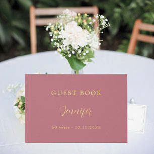 Guest book birthday rose gold foil