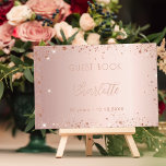 Guest book birthday rose gold glitter<br><div class="desc">A guest book for a feminine and glamourous 50th (or any age) birthday party.  A stylish rose gold background with faux glitter. Add your name,  age 50/text.</div>