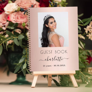 Guest book birthday rose gold photo