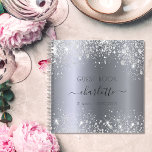 Guest book birthday silver glitter name<br><div class="desc">A guestbook for a feminine and glamourous 21st (or any age) birthday party.  A stylish faux silver metallic looking background with faux glitter,  sparkles. Add your name,  age 21/text</div>