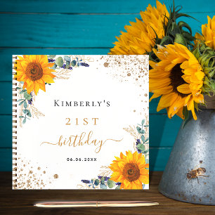 Guest book birthday sunflowers eucalyptus