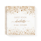 Guest book birthday white gold glitter monogram