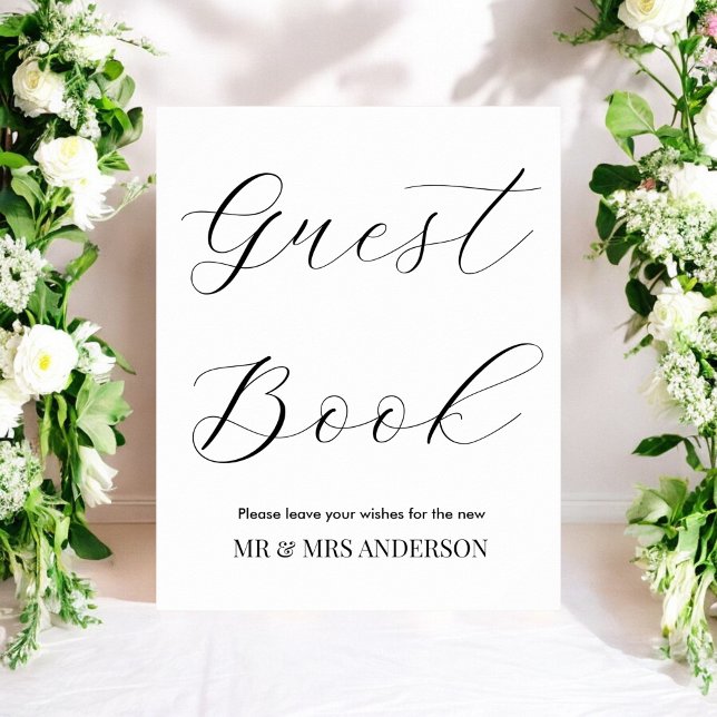 Guest Book Black White Wedding Sign Poster (Creator Uploaded)