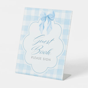 Guest Book Blue Bow Baby Shower Table Sign