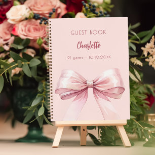 Guest book blush pink bow birthday