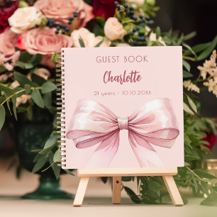 Guest book blush pink bow birthday