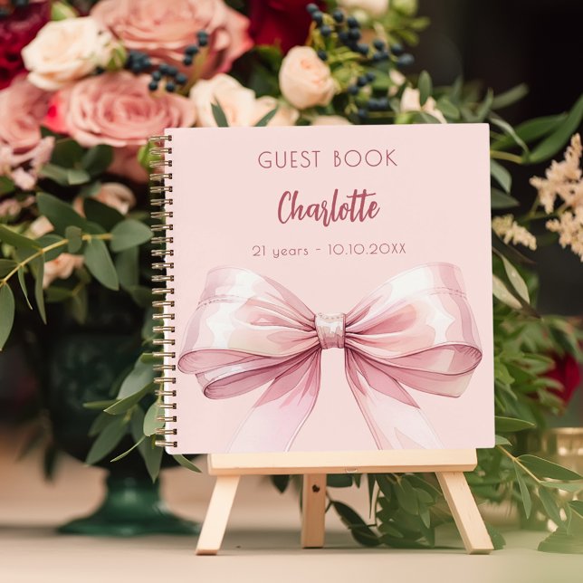 Guest book blush pink bow birthday (Creator Uploaded)