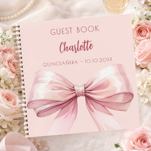 Guest book blush pink bow Quinceanera