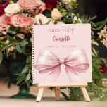 Guest book blush pink bow SWEET 16<br><div class="desc">A blush pink background colour. Decorated with a large pink bow.  Personalise and add your name,  text.</div>