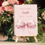 Guest book blush pink bow SWEET 16<br><div class="desc">A blush pink background colour. Decorated with a large pink bow.  Personalise and add your name,  text.</div>