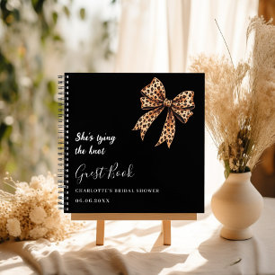 Guest book bridal shower black leopard bow knot