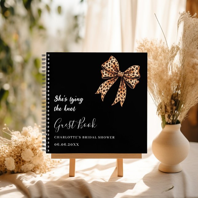 Guest book bridal shower black leopard bow knot (Creator Uploaded)