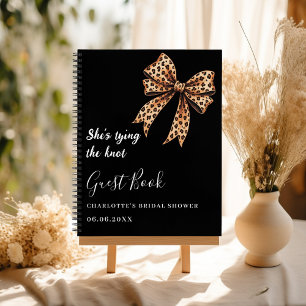 Guest book bridal shower black leopard bow knot