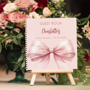 Guest book Bridal Shower blush pink bow