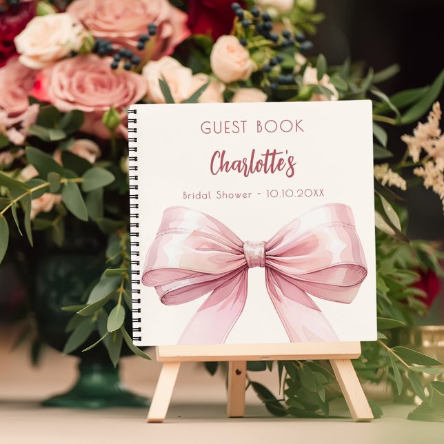 Guest book Bridal Shower blush pink bow cream (Creator Uploaded)