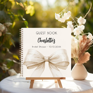 Guest book Bridal Shower bow cream beige