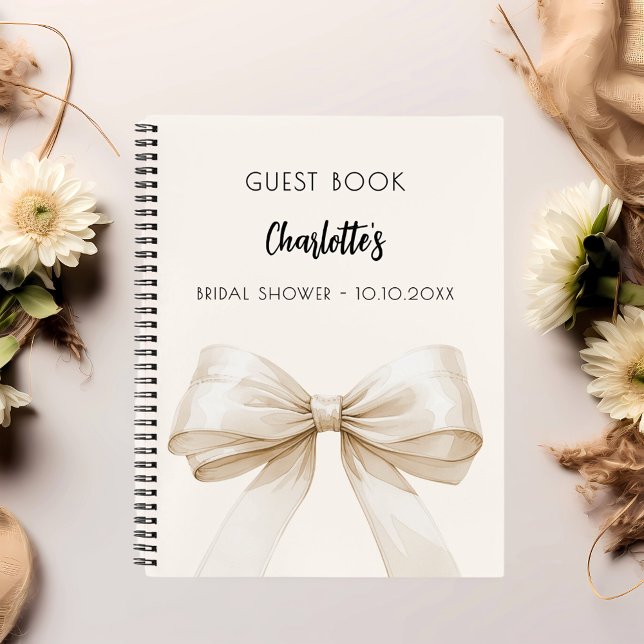 Guest book Bridal Shower bow cream beige (Creator Uploaded)