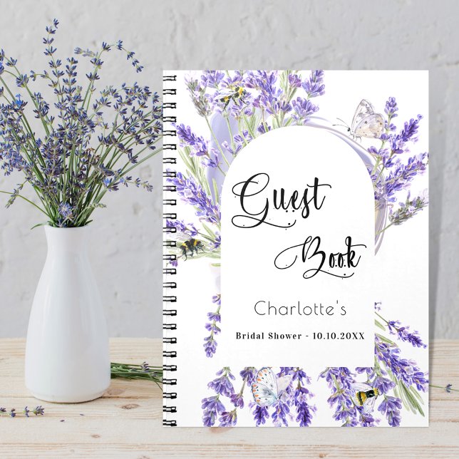 Guest book bridal shower lavender violet florals (Creator Uploaded)