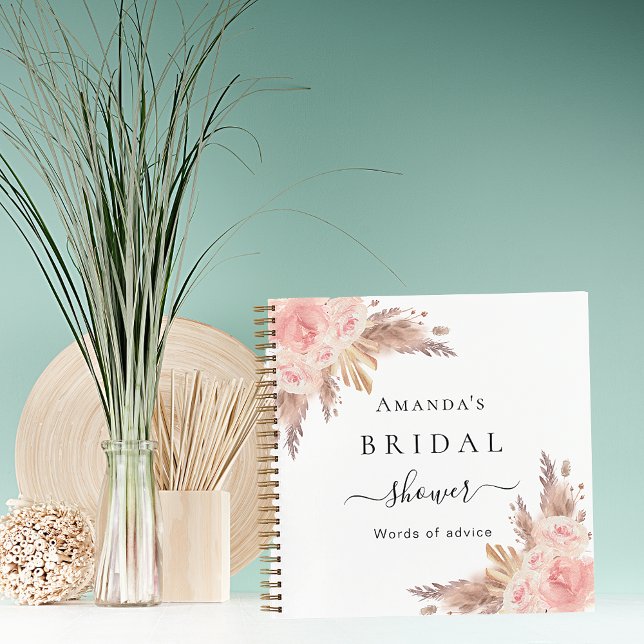 Guest book Bridal Shower pampas grass rose advice (Creator Uploaded)