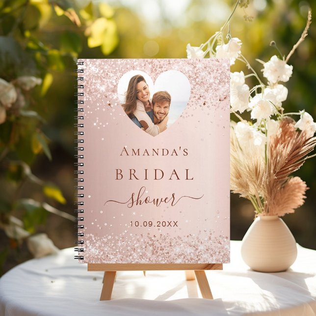 Guest book bridal shower photo heart rose gold (Creator Uploaded)