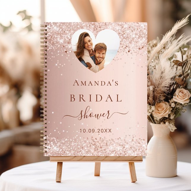 Guest book bridal shower photo heart rose gold (Creator Uploaded)