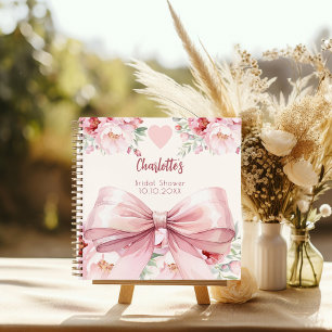 Guest book Bridal Shower pink bow florals