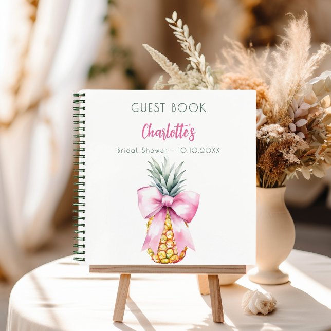 Guest book  Bridal Shower pink bow pineapple (Creator Uploaded)