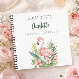 Guest book bridal shower pink flamingo