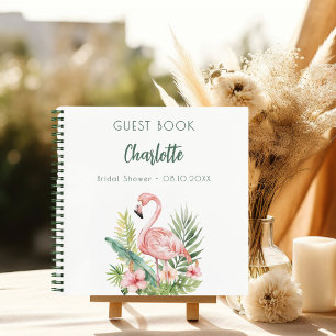 Guest book bridal shower pink flamingo
