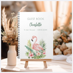 Guest book bridal shower pink flamingo