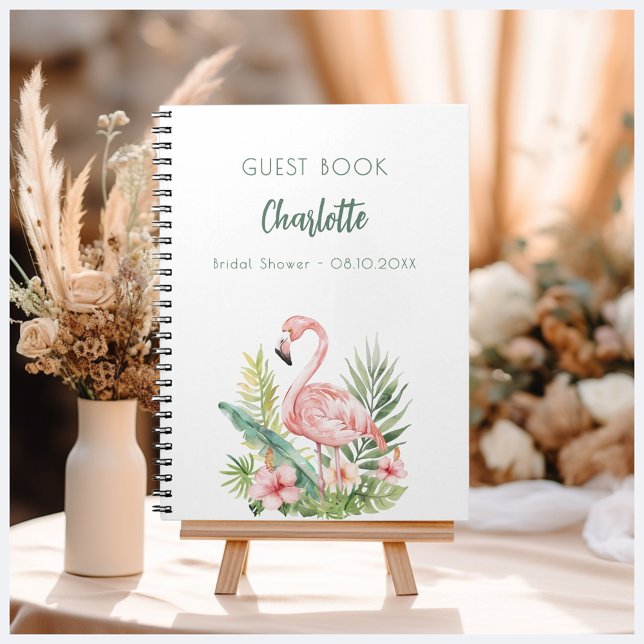 Guest book bridal shower pink flamingo (Creator Uploaded)