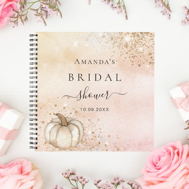 Guest book bridal shower pumpkin rose gold fall (Creator Uploaded)