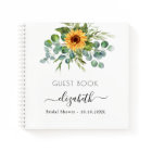Guest book bridal shower sunflowers eucalyptus