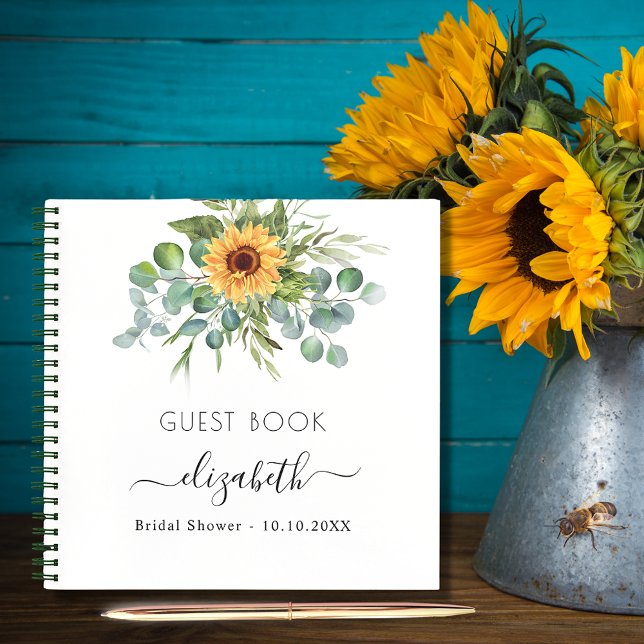 Guest book bridal shower sunflowers eucalyptus  (Creator Uploaded)