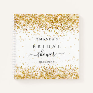 Guest book bridal shower white gold glitter