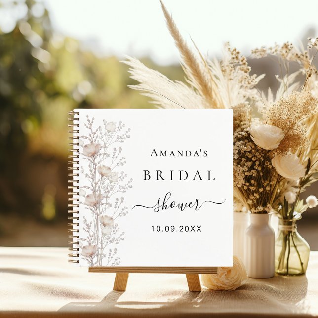 Guest book bridal shower wildflowers beige cream (Creator Uploaded)