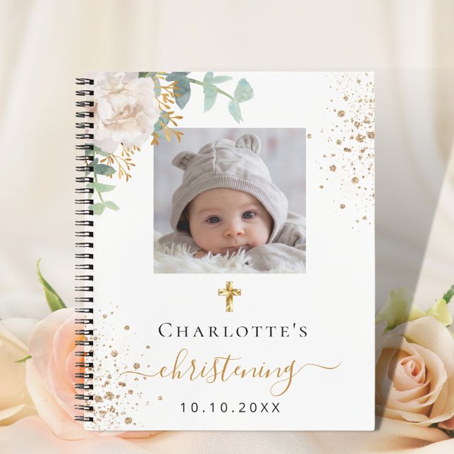 Guest book christening photo floral boy girl (Creator Uploaded)