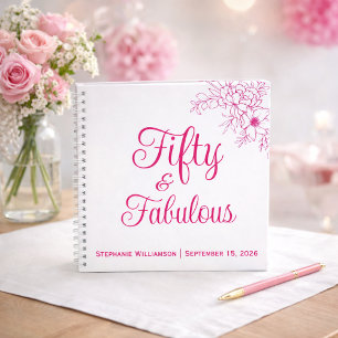 Guest Book Fifty and Fabulous Name Date Birthday