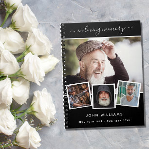 Guest book funeral photo collage black memorial