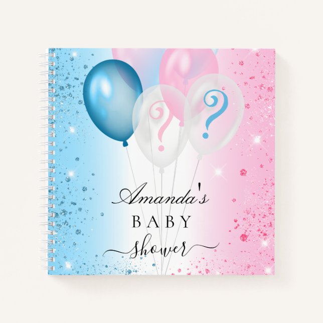 Guest book gender reveal baby shower blue pink (Front)