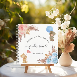 Guest book gender reveal party pampas grass baby