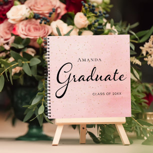 Guest book graduate blush pink gold