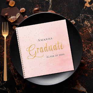 Guest book graduate blush pink gold script
