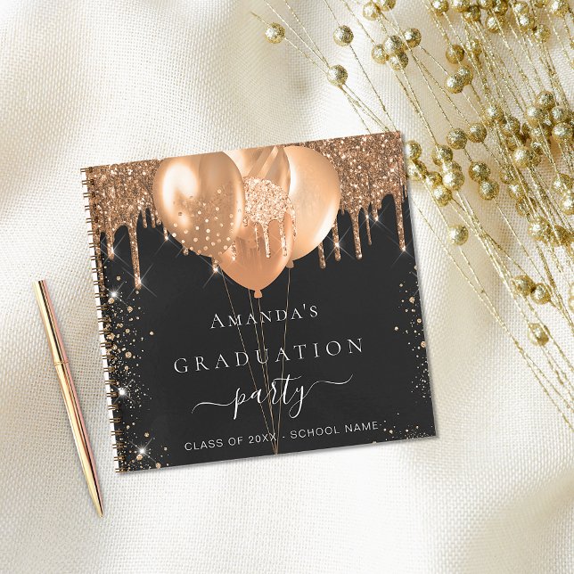 Guest book graduation black gold glitter name (Creator Uploaded)