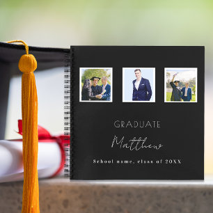 Guest book graduation black white photo name