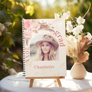 Guest book graduation pampas grass blush photo