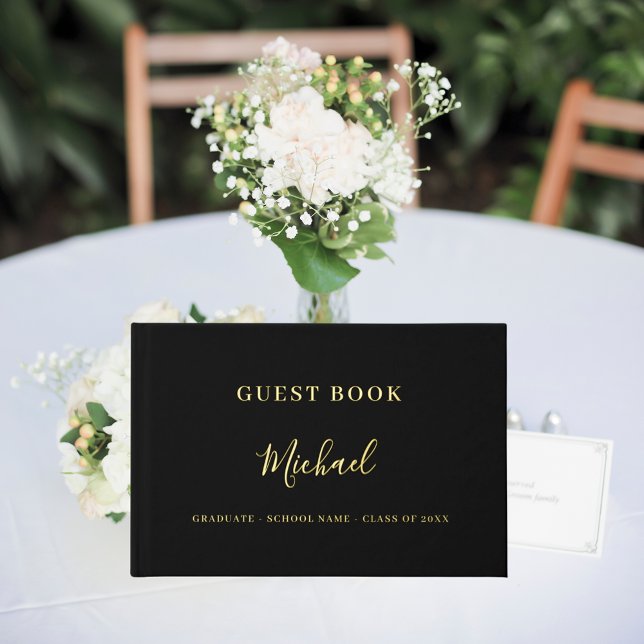 Guest book Graduation Party black gold (Creator Uploaded)